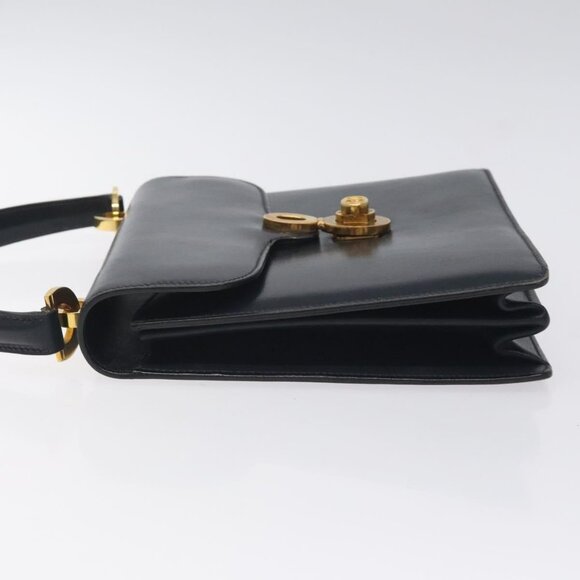 GUCCI Hand Bag Leather Navy Gold Auth - Picture 5 of 16